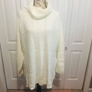 Plus Size Turtleneck Irish Cable Knit Aran Sweater